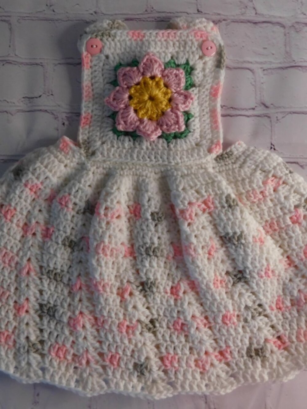 Crochet Baby Dress, Pink Flower, Newborn Outfit, Baby Shower Gifts, 0-3 months
